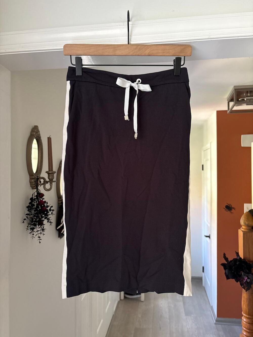 Twin-Set Navy Blue Side Stripe Midi Skirt Small Athleisure Tennis Prep